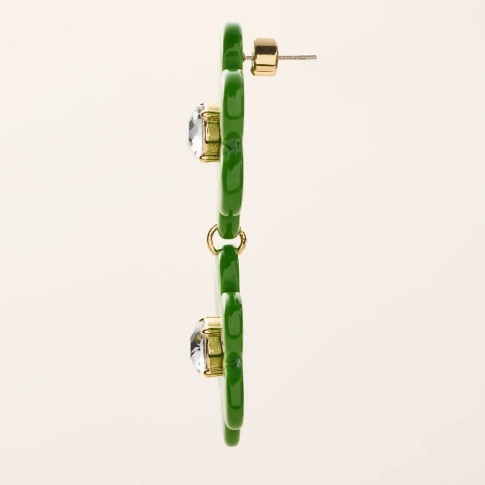 Kate Spade X Target Green Linear Flower Dangly Earrings Limited Edition NWT